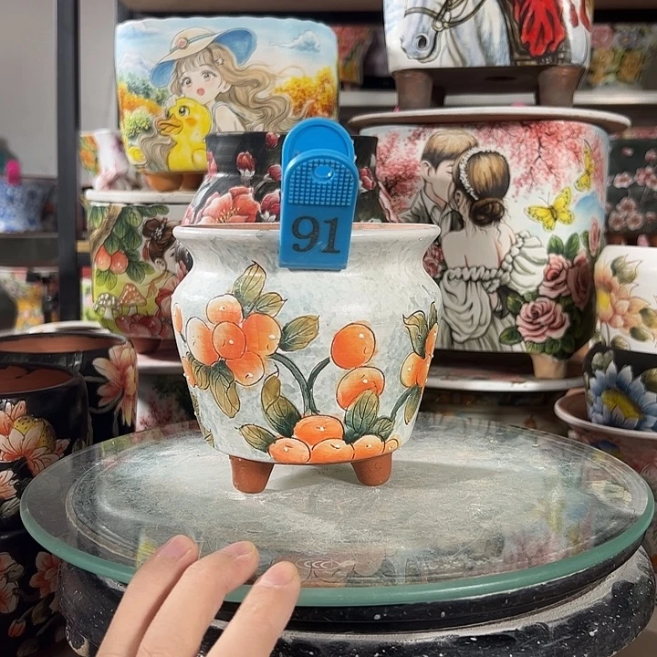 景德镇手绘花盆满38包邮