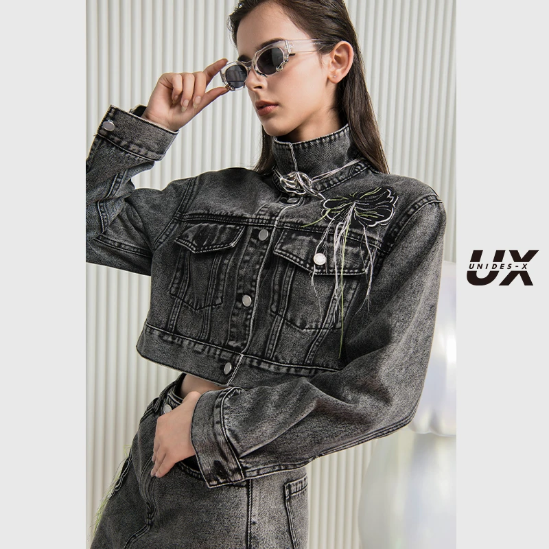 UX艺术家联名牛仔外套女 时尚气质通勤百搭上衣