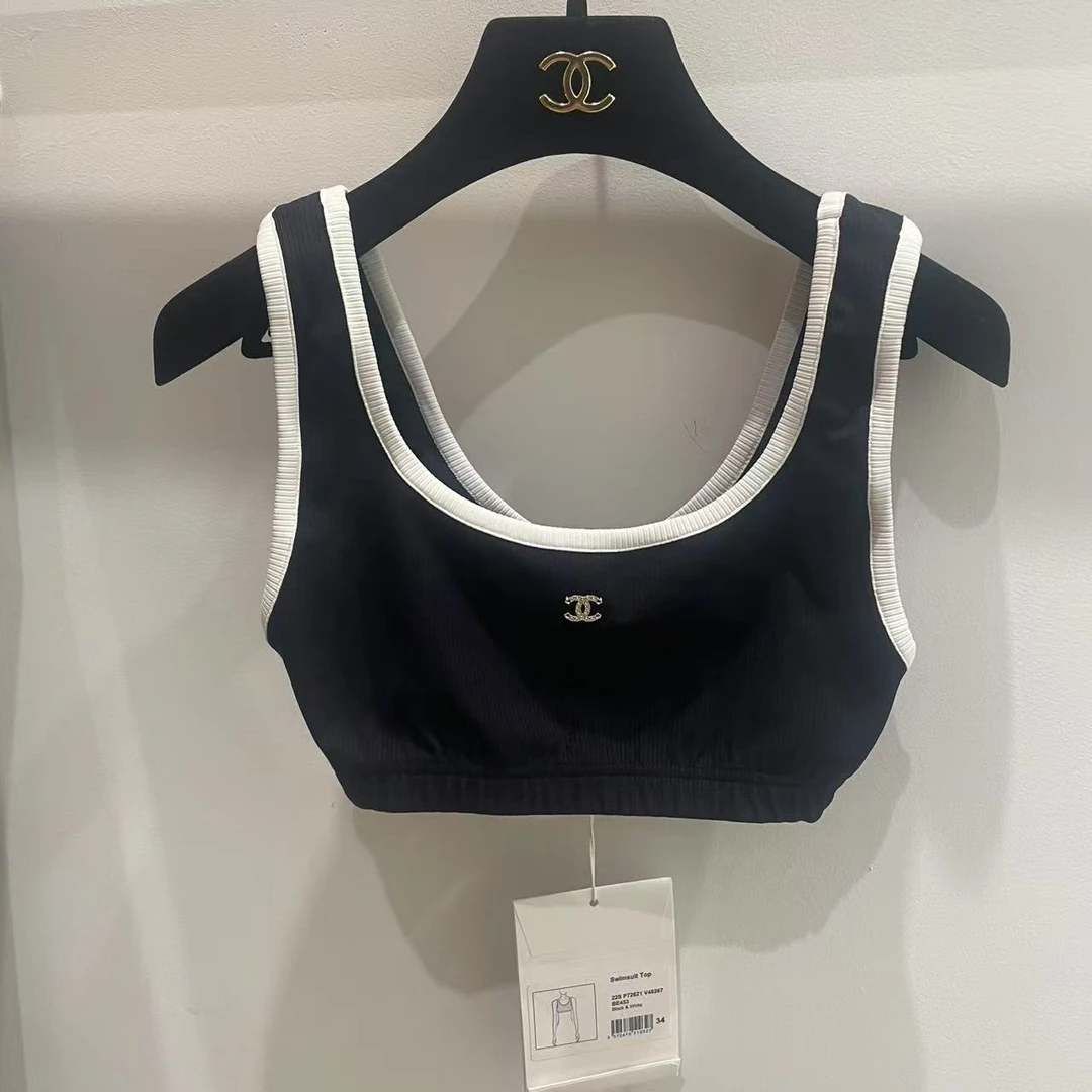 未使用 Chanel/香奈儿 黑字母双c小logo色背心百搭