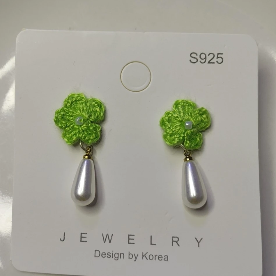 925银耳饰 (成品耳饰)耳环饰品拼色精致百搭民族风红色银镀