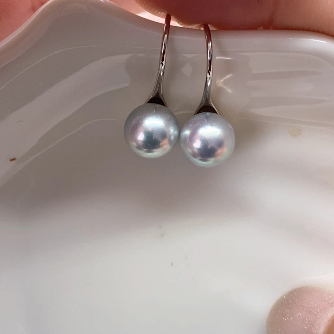 银S925镶嵌海水珍珠耳饰