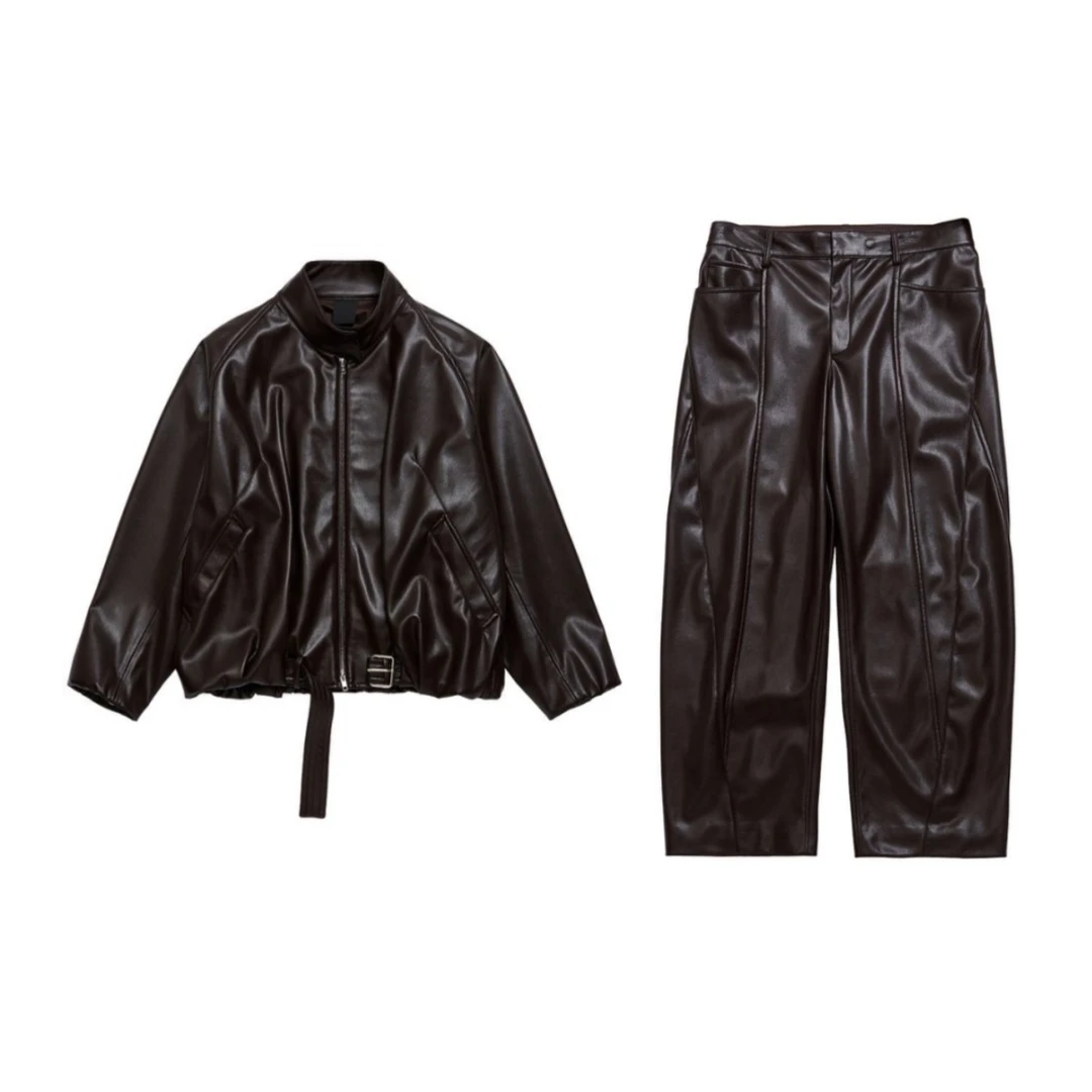 VVNK  25秋季新品设计师潮流复古皮衣7033/复古皮裤0033