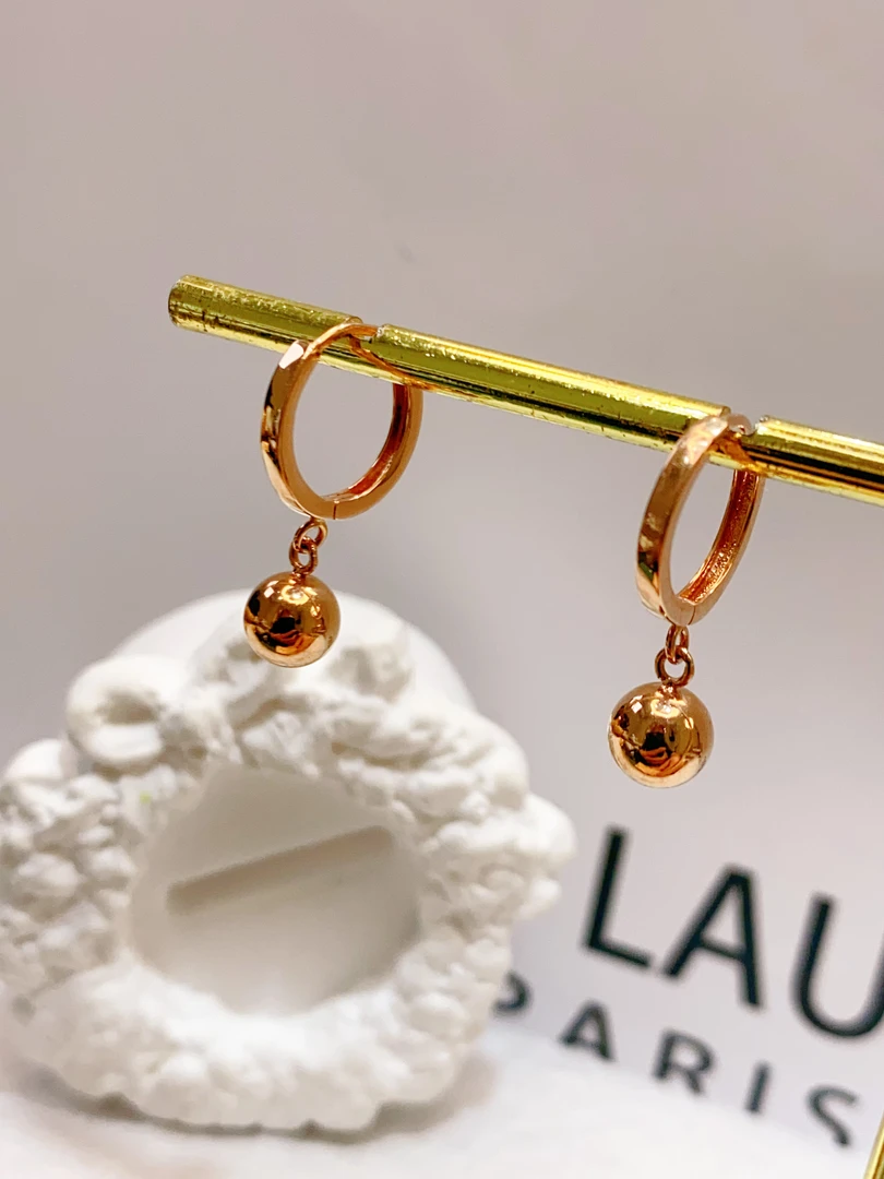 18K 灵动光珠耳圈