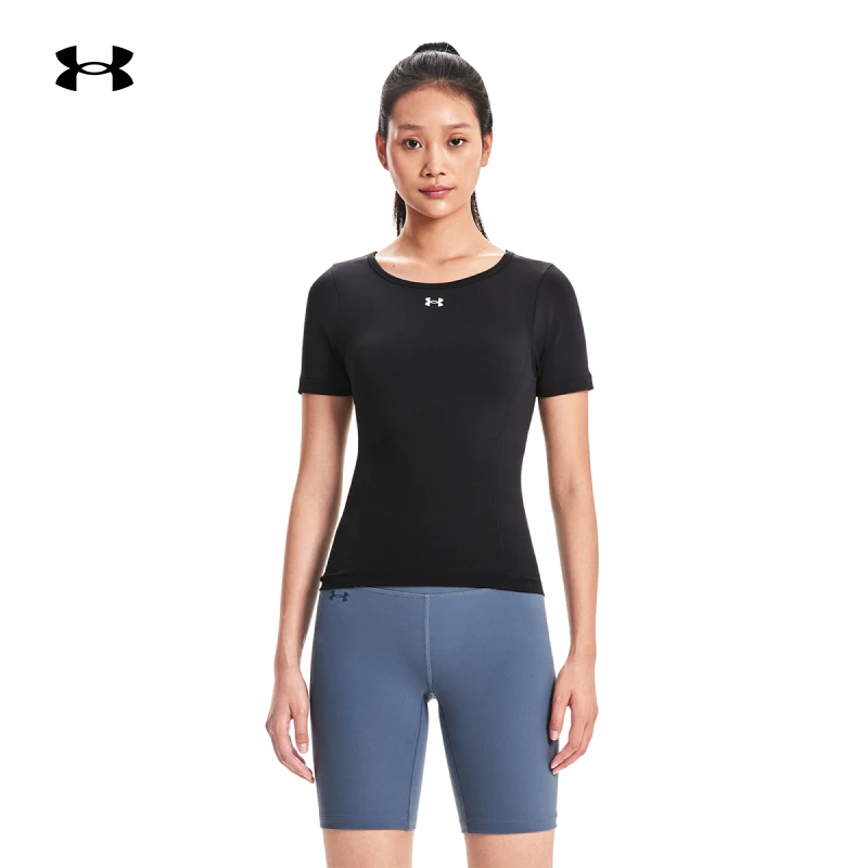 安德玛女子T恤运动健身透气训练紧身瑜伽圆领休闲跑步短袖1379149