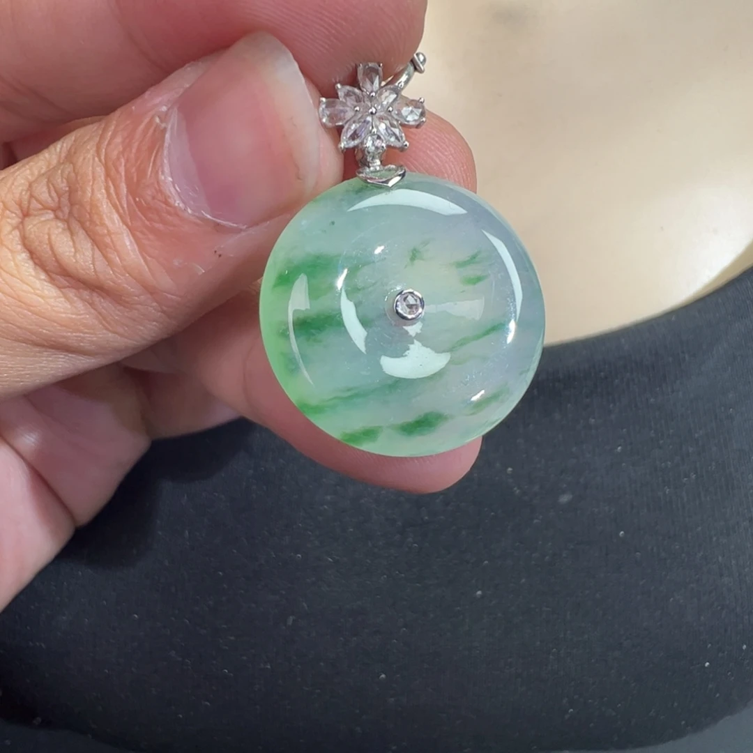 翡翠18K金镶嵌吊坠(不含链)