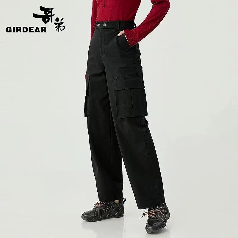 哥弟品质女装经典百搭时尚通勤招牌四面弹大口袋工装裤110009