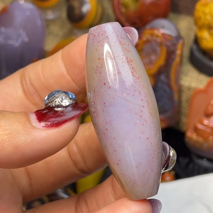 玛瑙/玉髓足银镶嵌珠宝奇石紫瓷红沙天珠