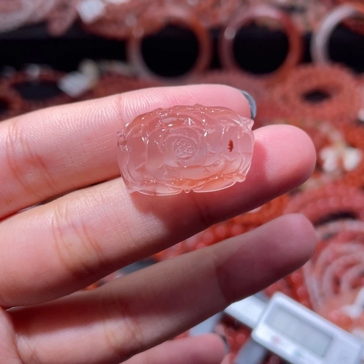 南红玛瑙未镶嵌配饰手串牡丹花2134打孔备注