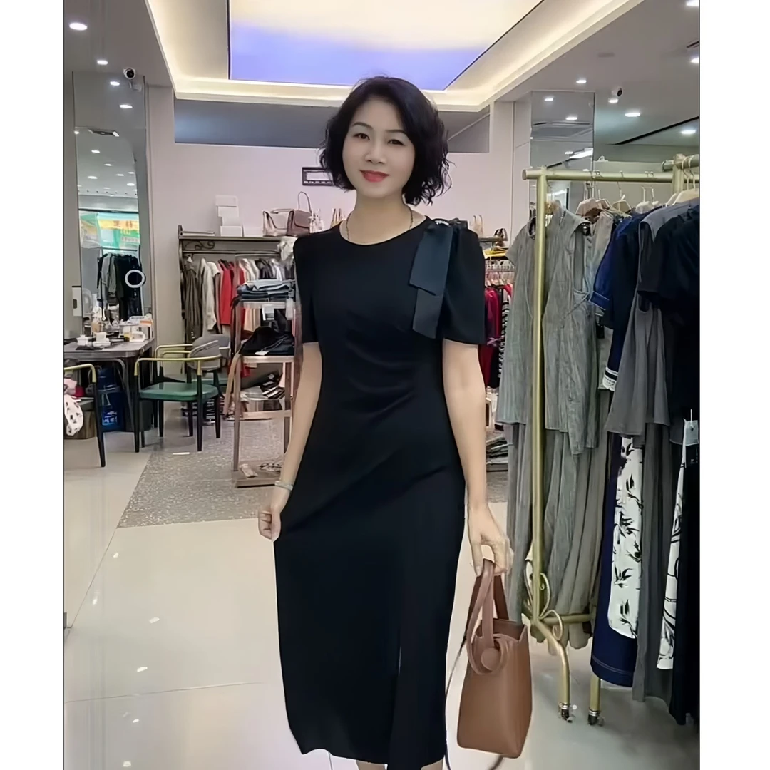 祥好服饰  夏季气质小黑裙连衣裙 0193