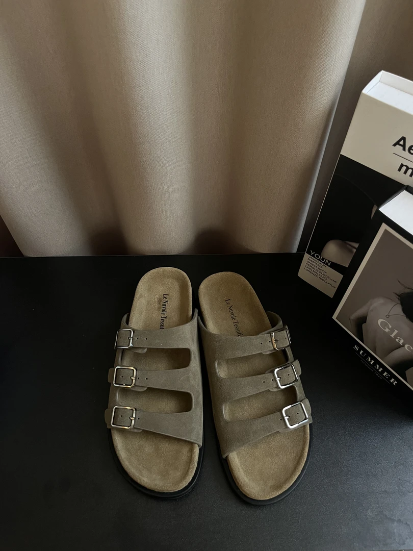 【AiAi】勃肯风牛猄羊皮复古三扣拖（729-20）