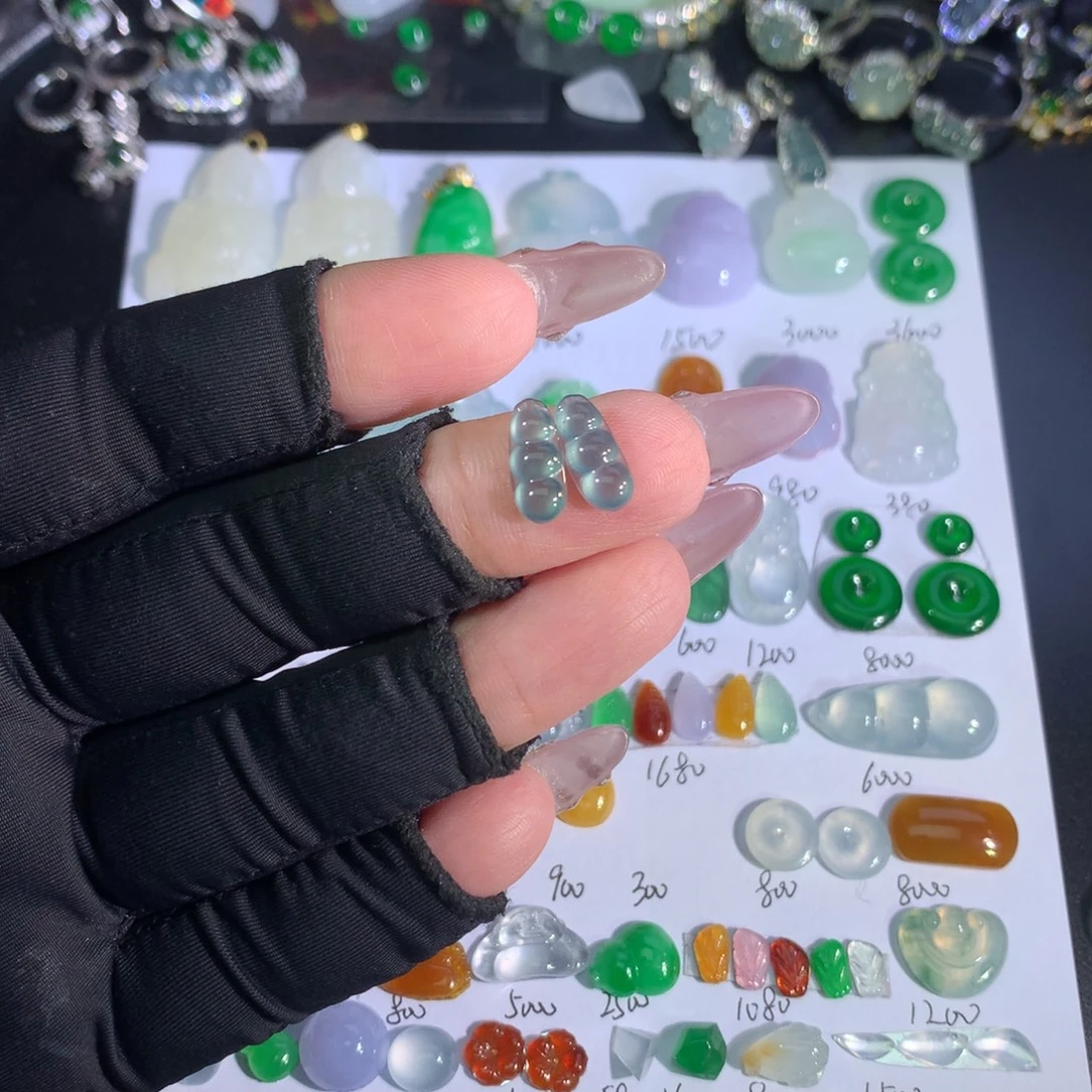 裸石翡翠冰蓝福豆
