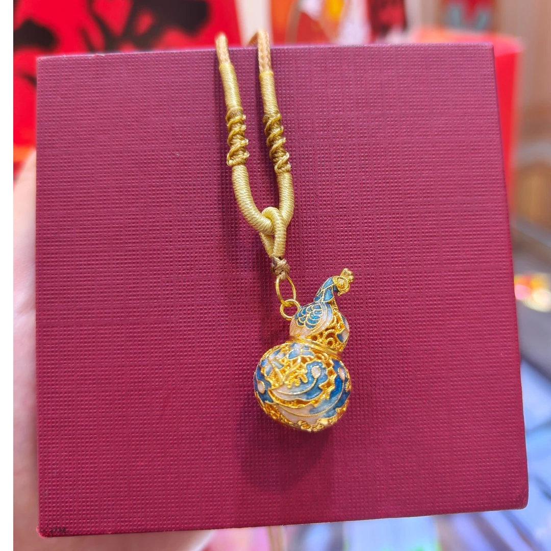 足金999 烧蓝花丝葫芦（赠编绳编好发）【树一专属】