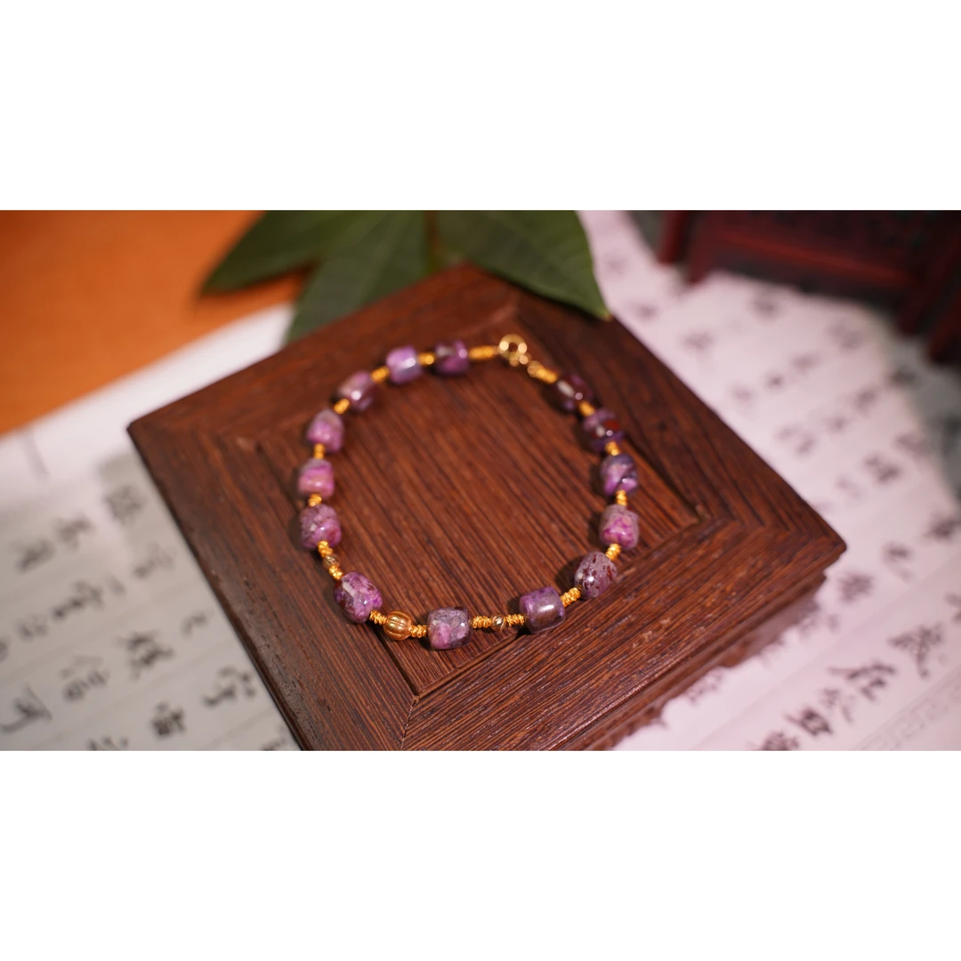 南非老矿苏纪石舒俱来18K金手链多样性发一W102宽6mm+长18cm重9g