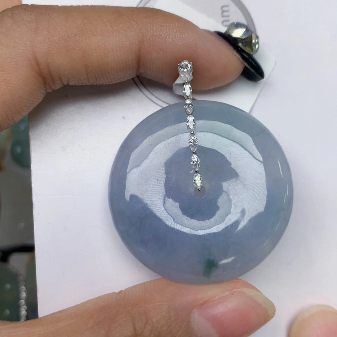 颈饰18K金镶嵌翡翠天然翡翠