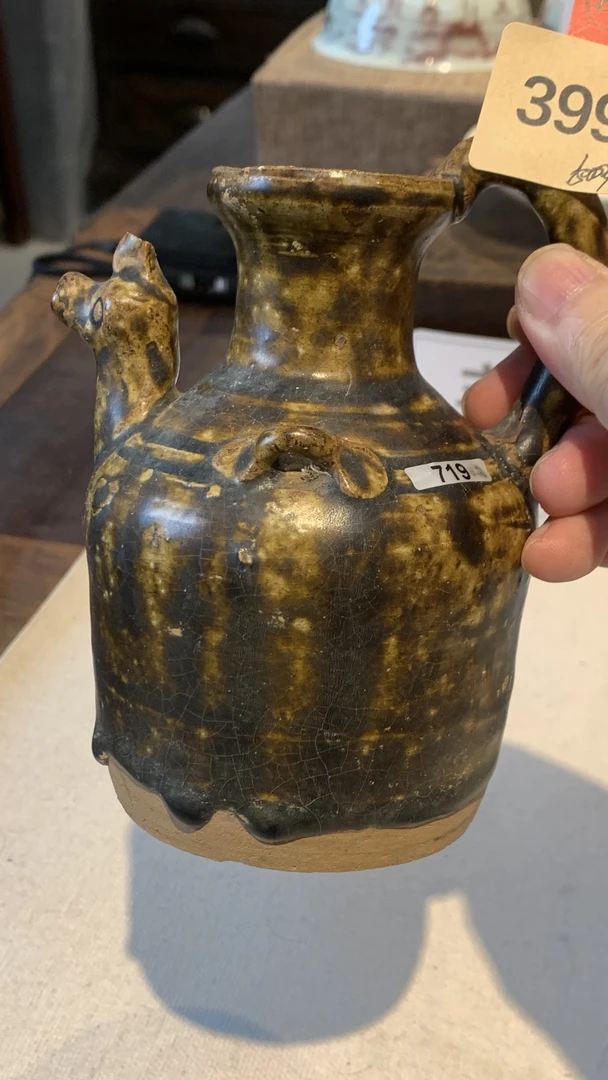 德清窑黑釉鸡首壶，全品相，尺寸12*10厘米