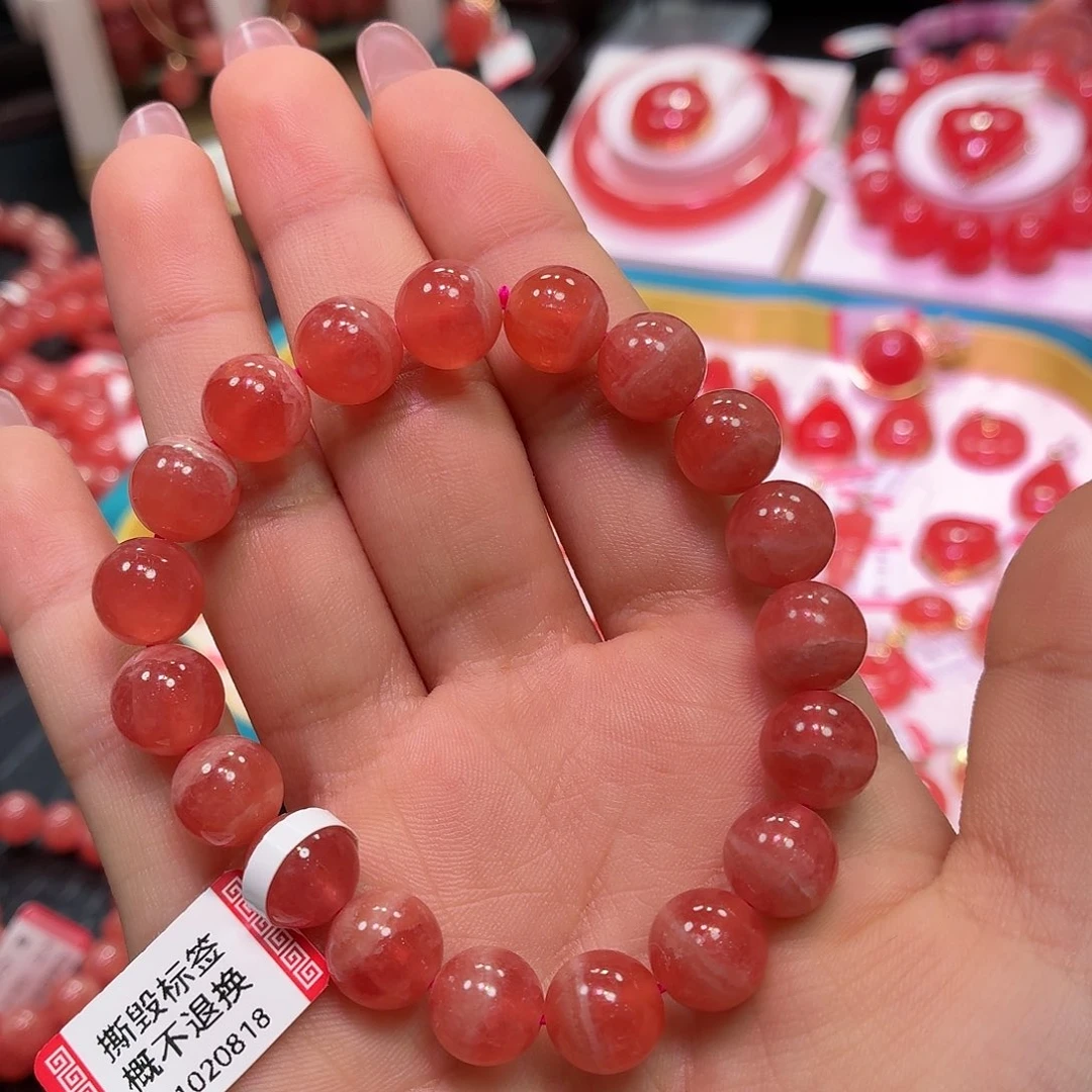 菱锰矿（红纹石）未镶嵌手串冰种10mm