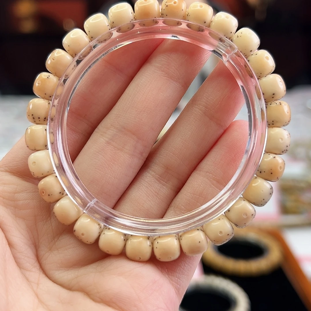 星月菩提手串Fqh8*7全玉化 火烧云 大光头贯穿通体 颗粒星