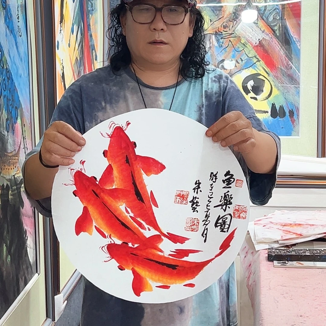 国画纯手绘画心原创