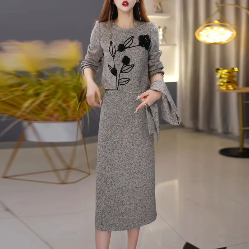 小香风套装连衣裙女2025年新款秋季时尚高端精致显瘦半身裙两件套