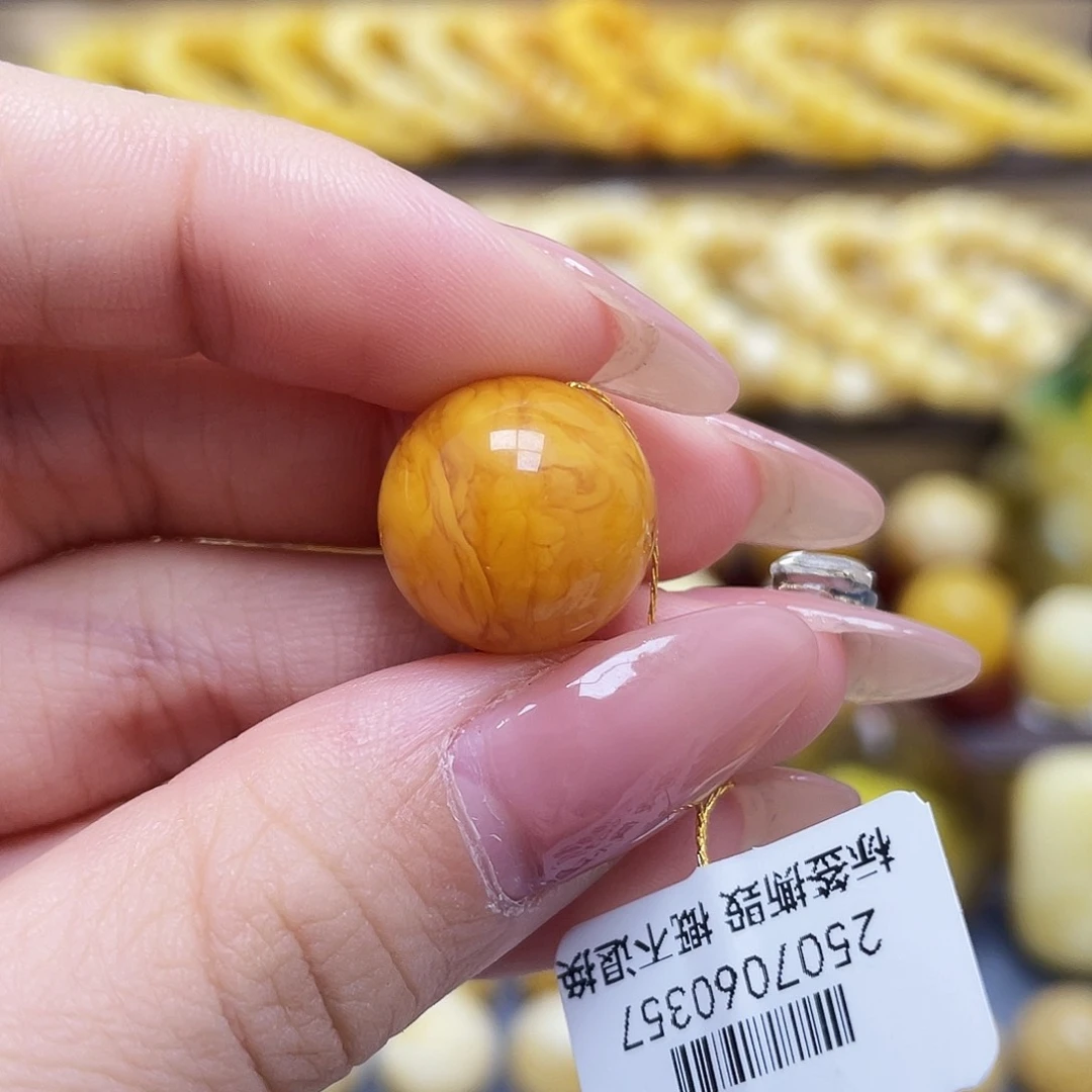未镶嵌琥珀裸石15.3mm氧化款圆珠