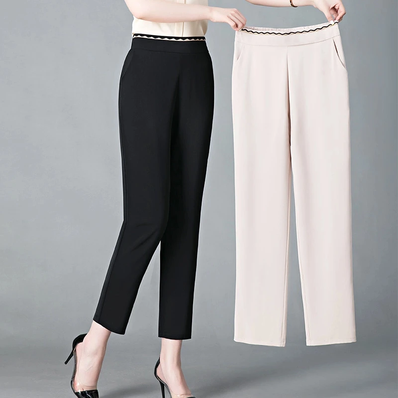 薄款时尚显瘦休闲裤中老年女裤宽松加大百搭显瘦气质裤子中年大码