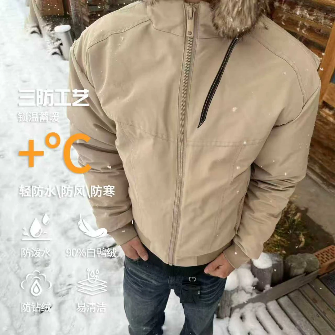 【EME】美式休闲夹克三防立领剪裁户外 90新国标白鸭绒羽绒服外套