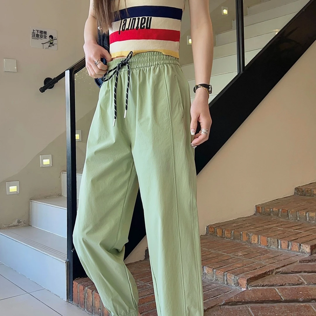 【主播推荐】女士薄款刺绣束脚卫裤2521