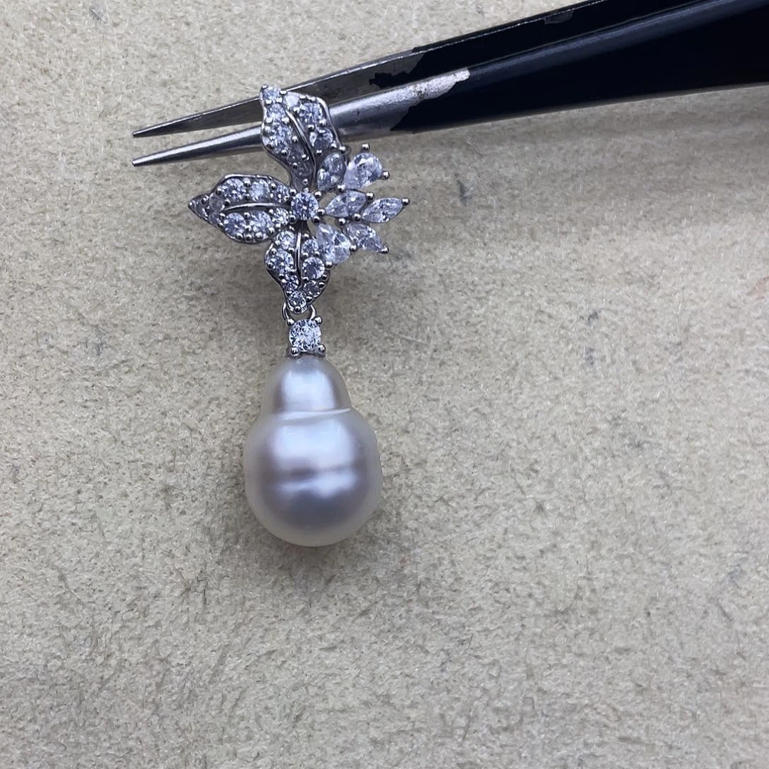 海水珍珠银S925镶嵌吊坠(不含链)