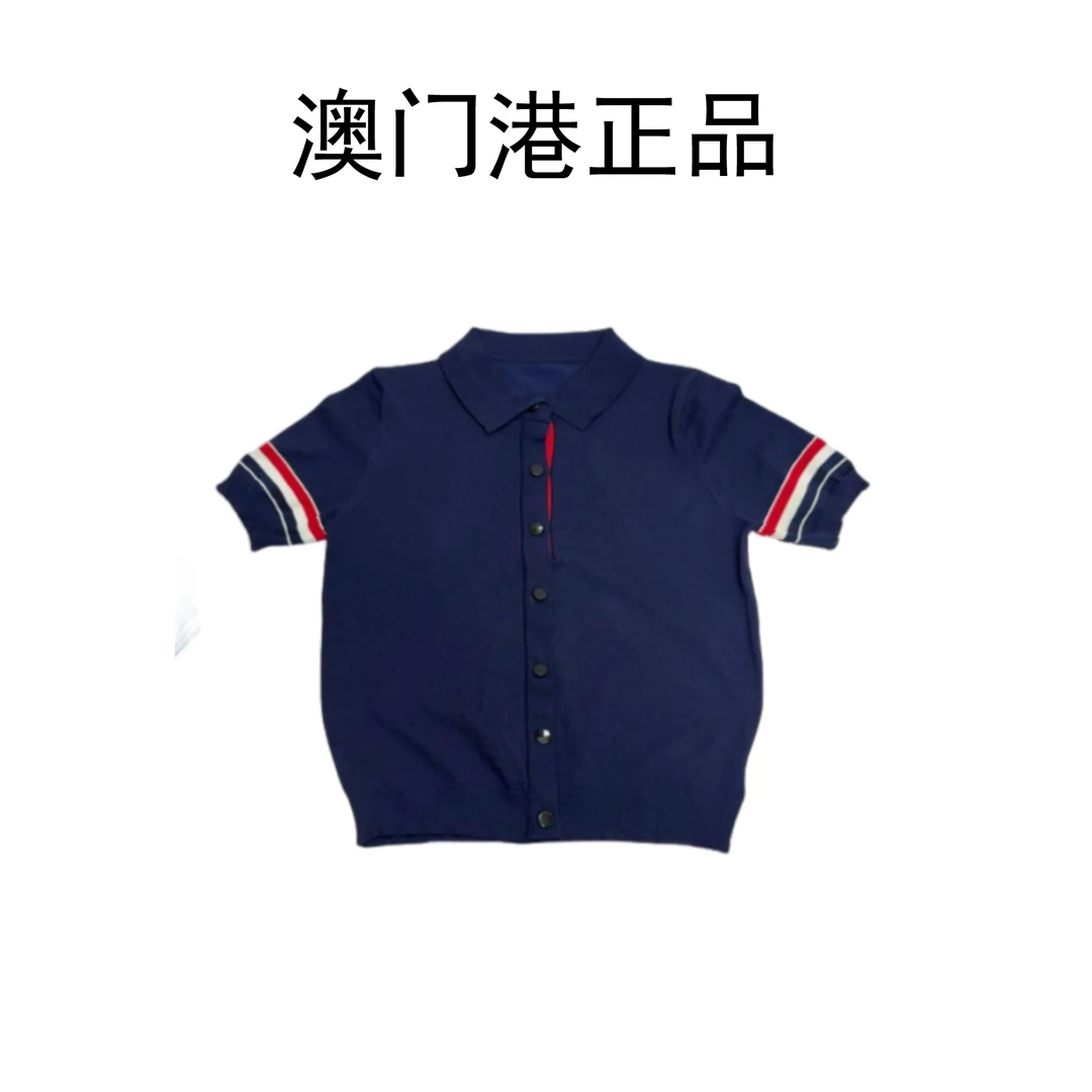 【澳门港正品】2025夏季设计感拼接条纹翻领针织短袖polo衫X205