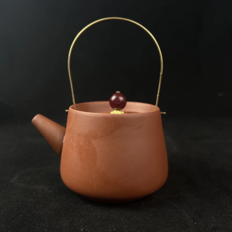 原矿紫砂朱泥鸿运当头提梁壶200CC（郑庆隆）微瑕福利