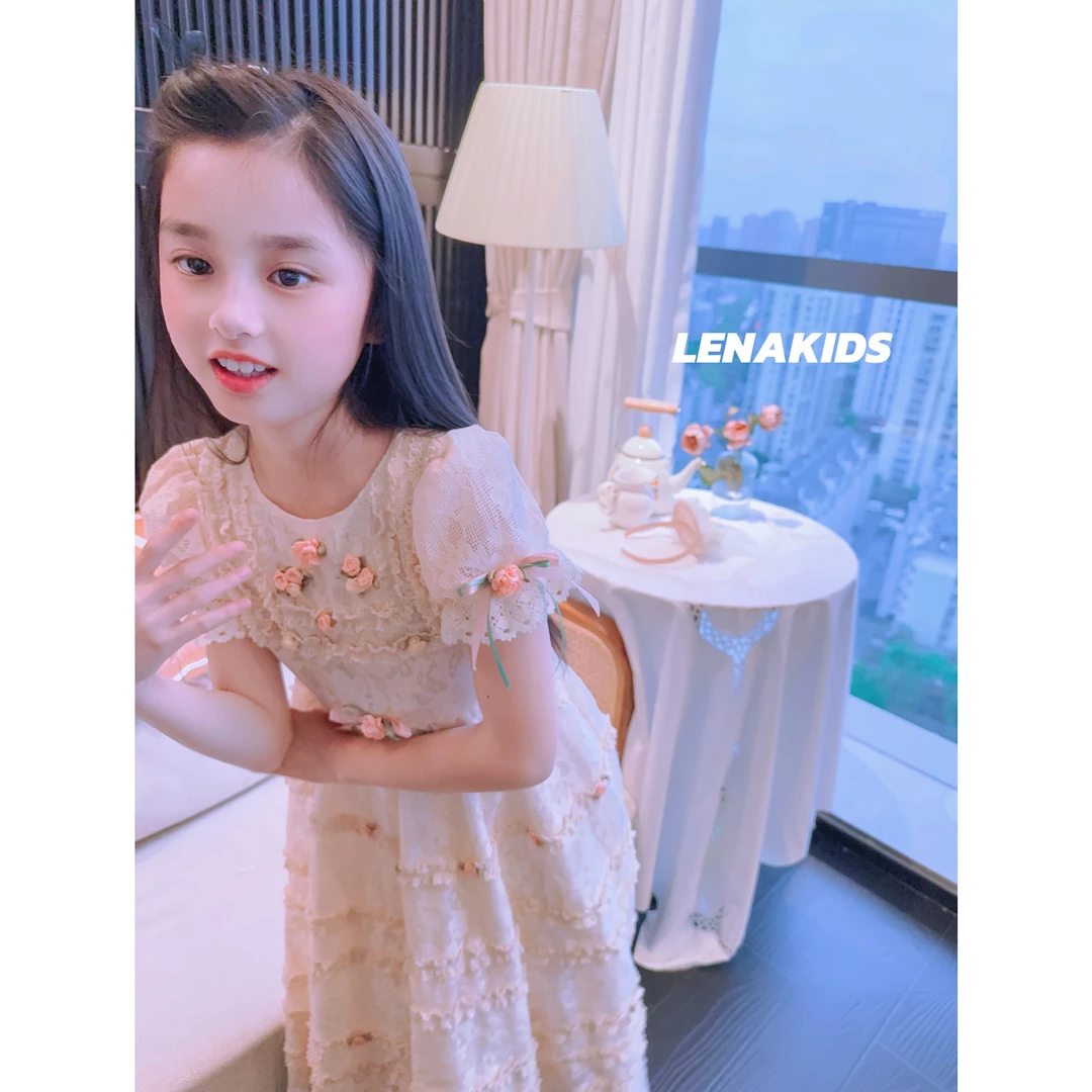 【现货】PP·Twinkle【高定蕾丝花花重工棉布裙】洋气女宝25032806