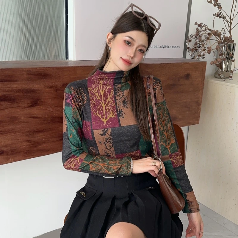 秋冬德绒女士亲肤气质保暖衫保暖搭子半高圆领-幸福树