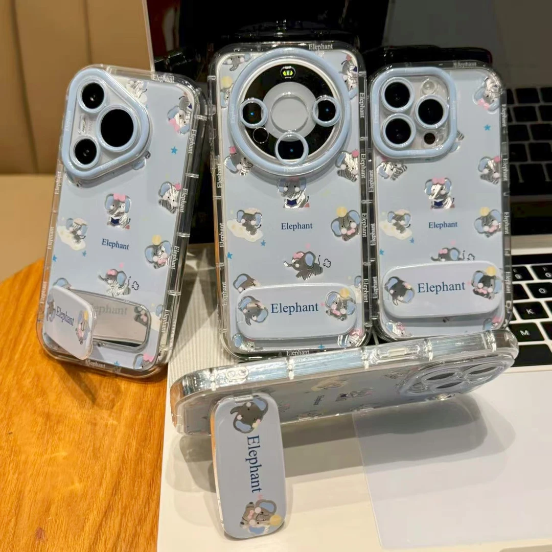 SMBLCE镂空小象镜子支架适用苹果16羽纱手机壳华为vivo小米15oppo