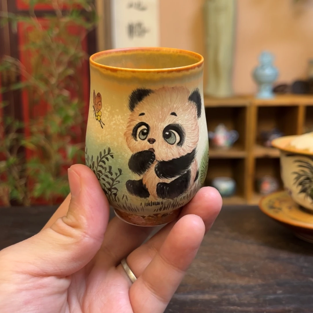 杯柴烧手工手绘陶瓷