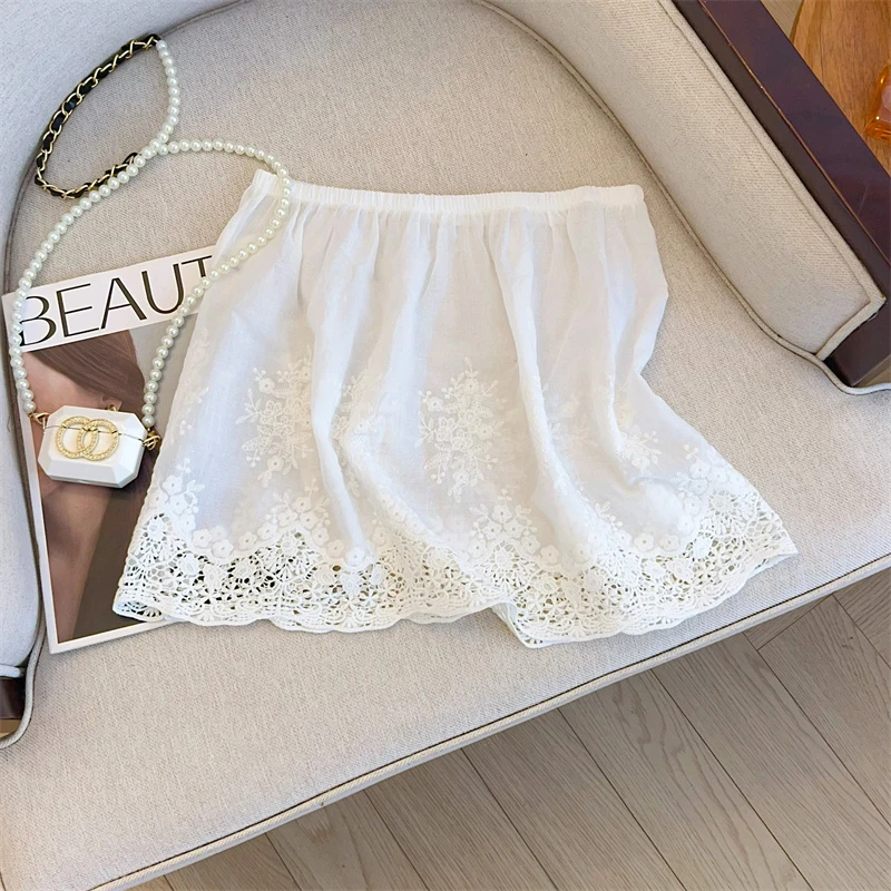 【现货】法式气质白色高腰半身裙女秋冬防走光显瘦叠穿小屁股帘打底