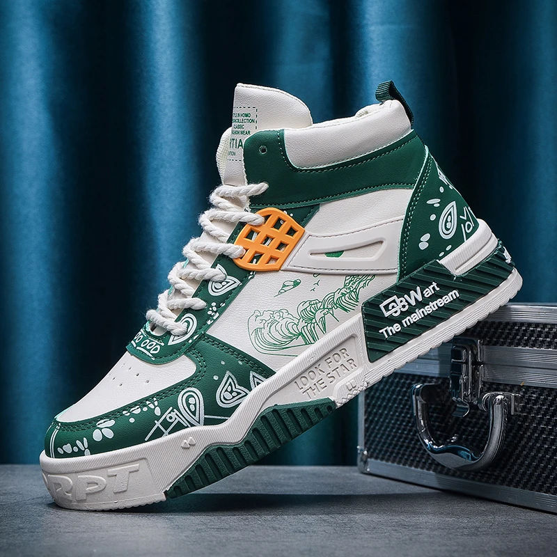 潮流韩版高帮男士秋季百搭休闲运动板鞋AD005