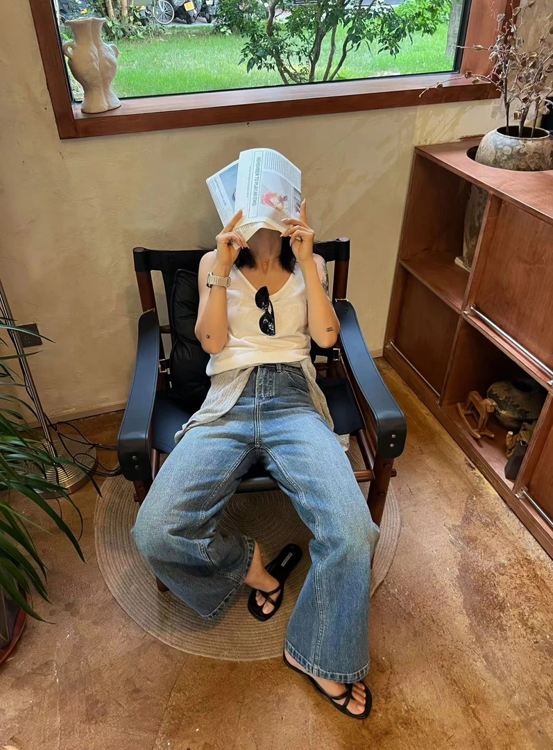 Yuu.【唐颂】秋季 意大利手工 大牛风格 直筒拖地裤 无弹牛仔裤