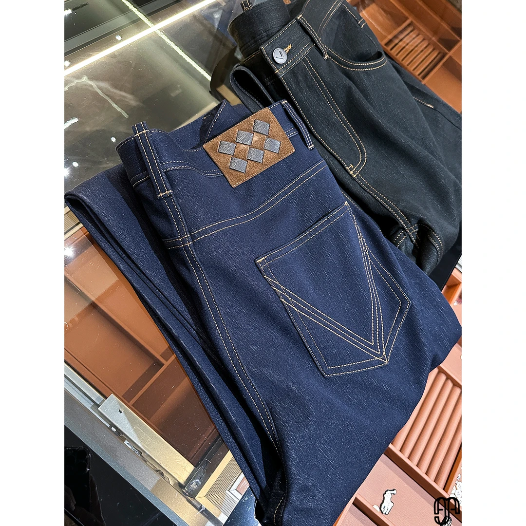 垂感软糯十足~B*V家高级感不掉色洗水蓝色牛仔裤男士宽松直筒秋季