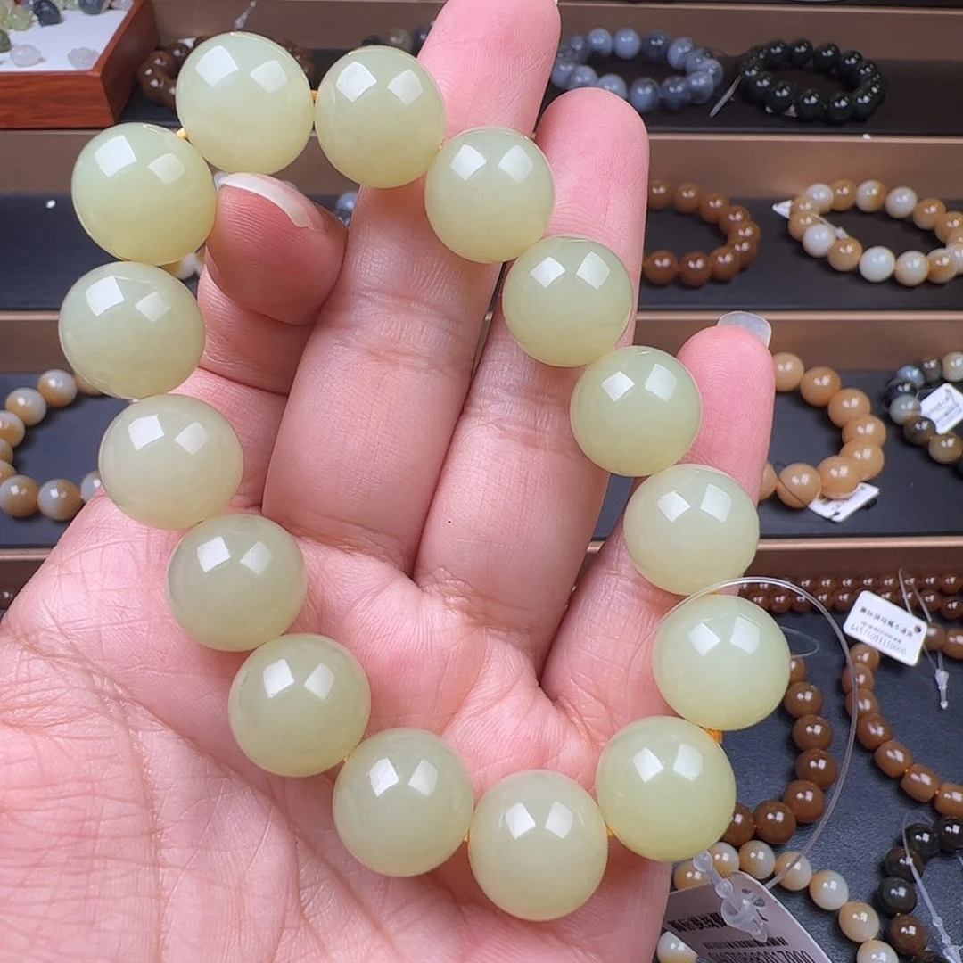 和田玉未镶嵌手链若羌黄口卡14