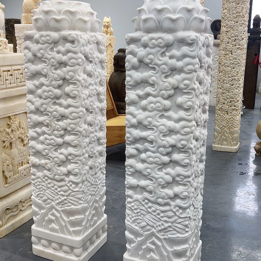 袁***森石材一对汉白玉石柱