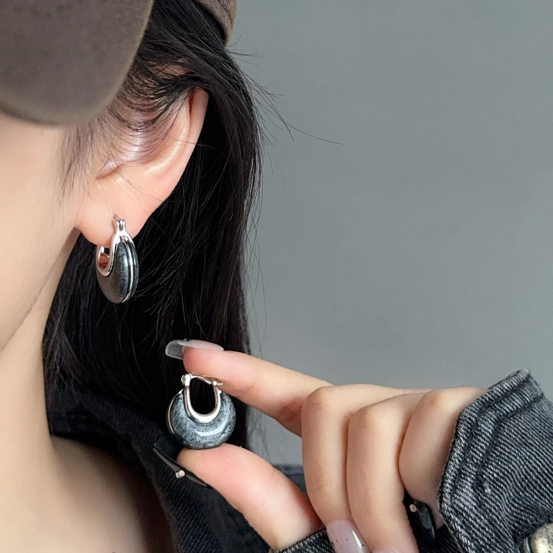 黑糖【耳饰】法式复古圆形耳扣轻奢气质简约设计耳环E1480