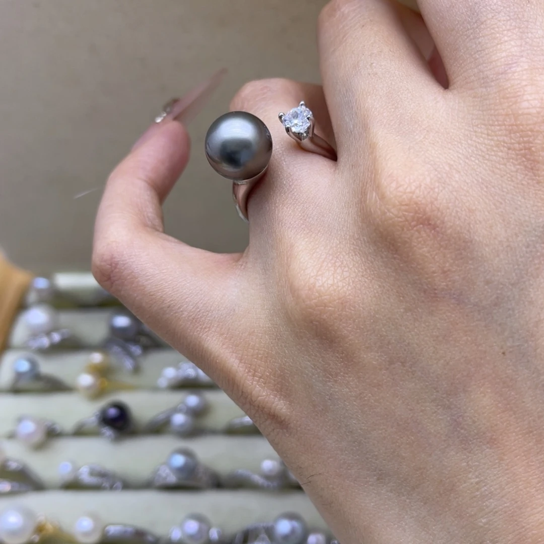 银S925镶嵌海水珍珠戒圈