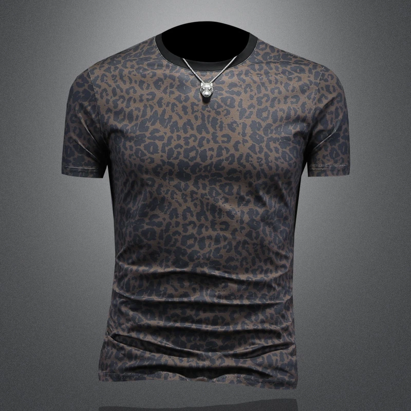 2025夏季新款圆领短袖t恤男士薄款印花潮流时尚休闲韩版半袖上衣