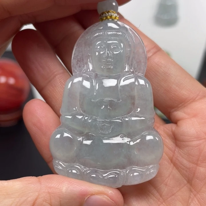 翡翠未镶嵌颈饰天然缅甸翡翠A货观音91号