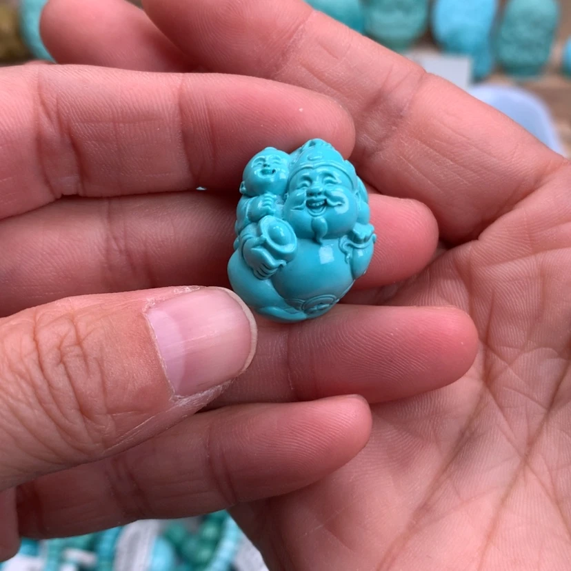 【闪购商品】绿松石财神未镶嵌小**生