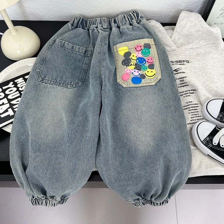 儿童春秋季牛仔裤新款韩版洋气时髦小童休闲时尚牛仔裤子百搭童装