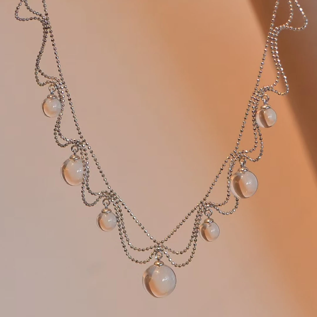 非金属羽毛吊坠 天然全净体法式蕾丝公主锁骨链高级多样设计