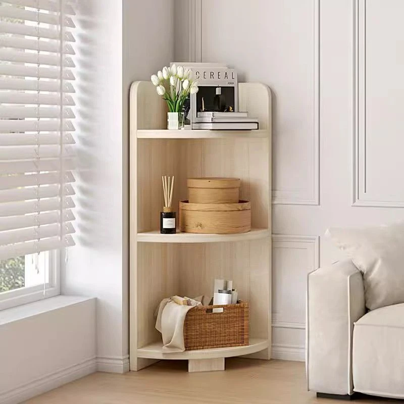 墙转角置物架落地一体多层靠墙小书架客厅2024新款沙发边三角书柜