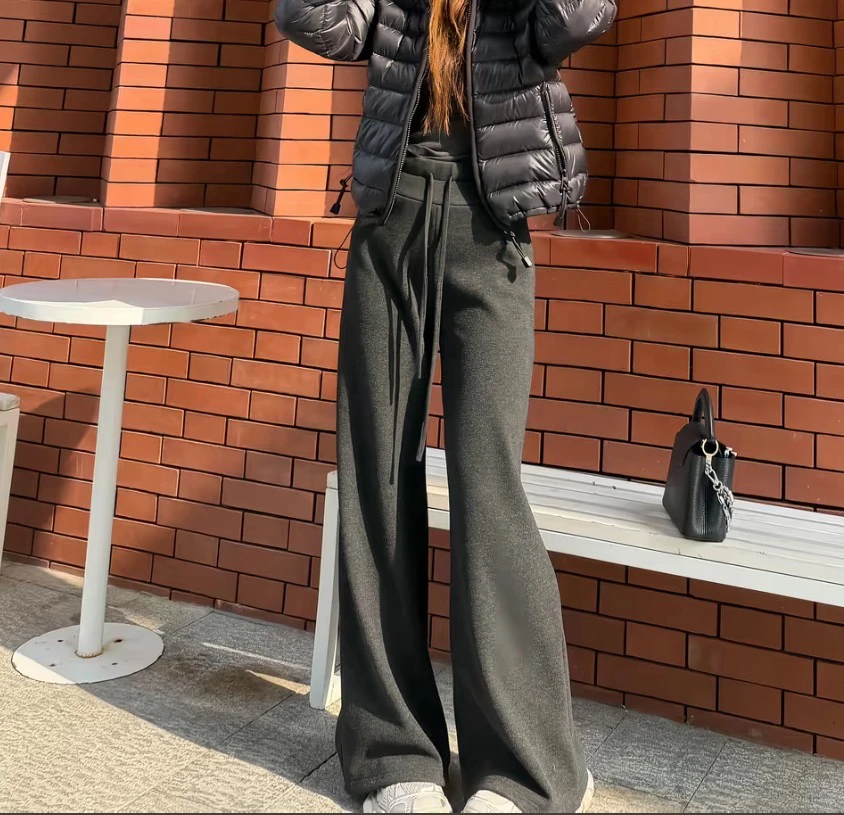 新款加绒休闲裤显瘦百搭气质高腰时尚宽松修身洋气轻奢5D1071LM