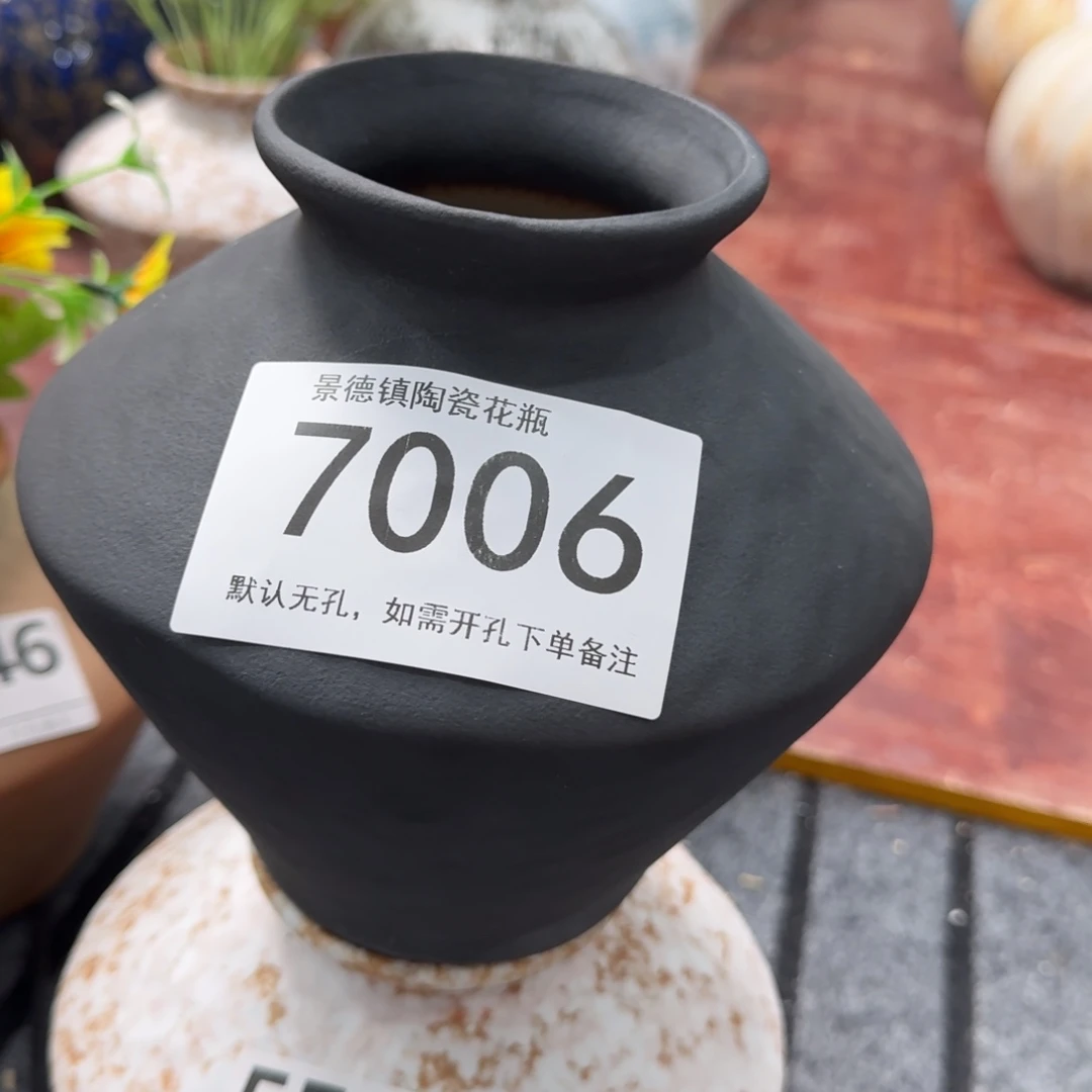 陶摆件景德镇高温花瓶编码7006高17口6默认无孔
